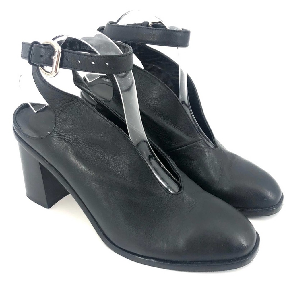 ASKA Madelyn Calf Leather Ankle Wrap Mule Heels SZ 41 EU / 11 US